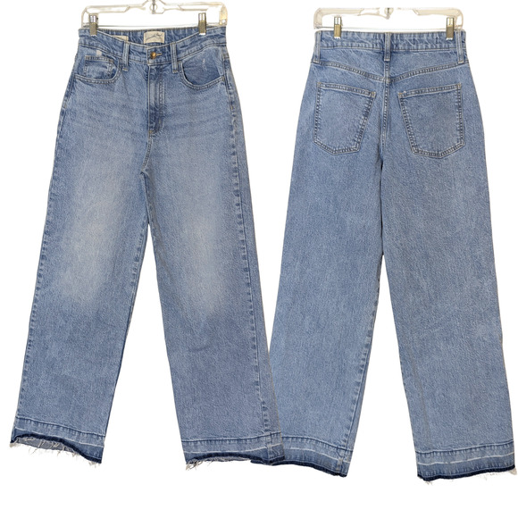 Universal threads Denim - Retro Utility Streetwear High-rise Wide Straight Leg Raw Hem Jeans 6R